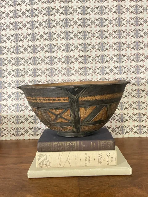 Large Primative South American Hand Carved Bowl