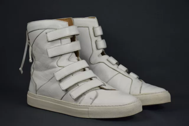Kris Van Assche Mens White Leather High Top Sneakers Size US 9 UK 8 EU 41.5
