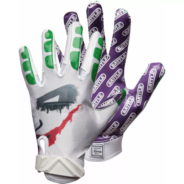 Battle Sports Villain Cloaked Ultra-Stick Football Gloves - White 2