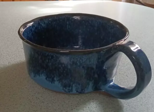 Joan Mallick Blue Drip Glaze Art Pottery Soup Chowder Chili Bowl 5.25"