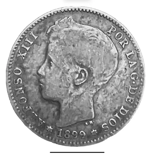 ESPAÑA: 1 peseta plata 1899 SG.V. ALFONSO XIII