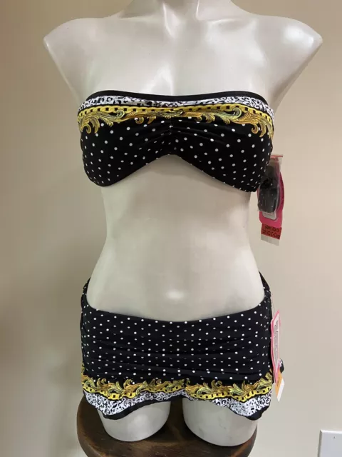 COCO RAVE SIZE 34/36C Cup Bra + Size L Skirted Bikini Brief Swimsuit  Striped $19.99 - PicClick