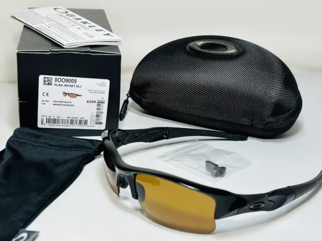 New Oakley Flak Jacket XLJ Sunglasses Polished Black - Bronze Polarized Lens
