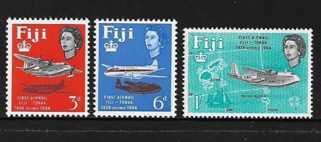 1964 FIJI 25th Anniversary Airmail Service to Tonga Set MNH (SG 338-340)