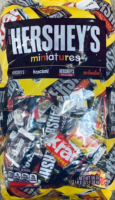 Hershey's Miniatures Milk Chocolate 56 Oz Candy Bulk Bag Candies 180 Pieces