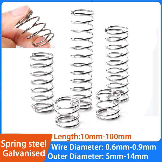 10 Stück Edelstahl Druckfedern - 0.9mm Draht, 14mm OD, 80mm Länge