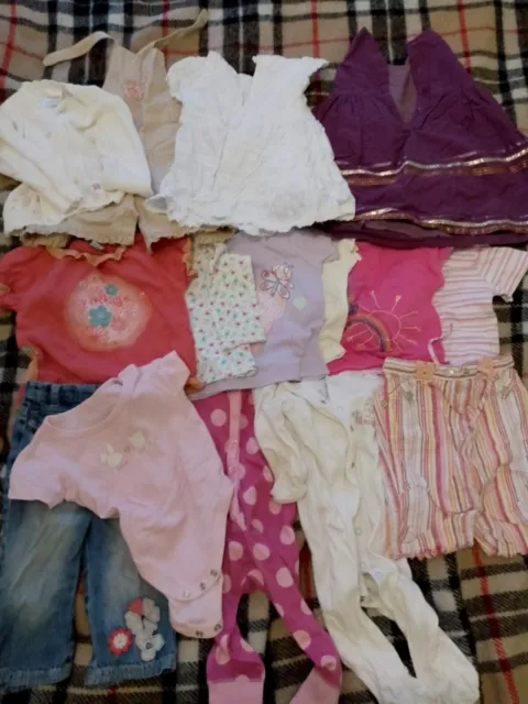 Baby Girls Clothes 6-9 Months 15 Item Bundle Tops Sleepsuits  Dresses Trousers