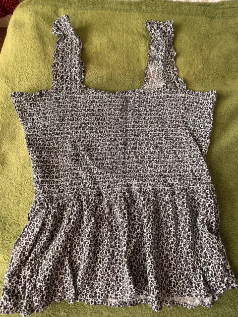 Next Leopard Print Shirred Summer Sun Top Size 10 - Unworn