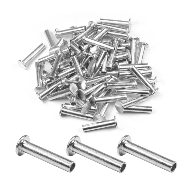 M5 M6 Testa Piatta Rotonda Mezza Cava Dadi Rivetto Alluminio Tubulare Tono Argento