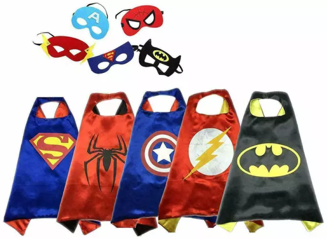 Kids Boy Girl Superhero Princess Cape And Mask Dress UP Theme Party Fancy Capes