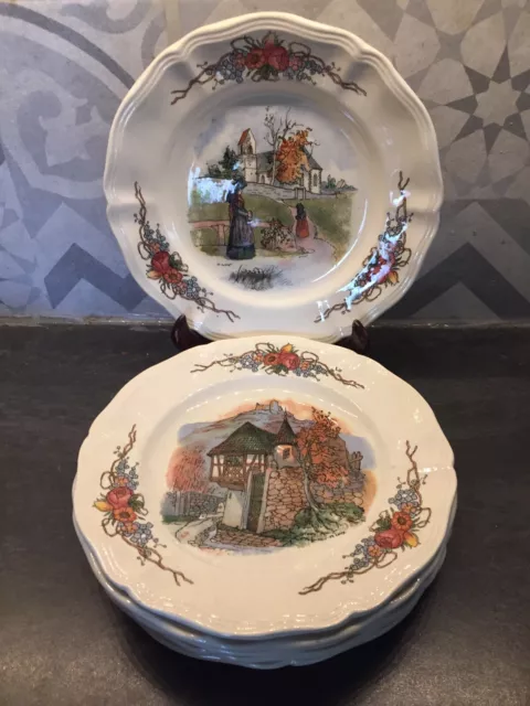 6 anciennes assiettes à dessert Sarreguemines Obernai Lot 4