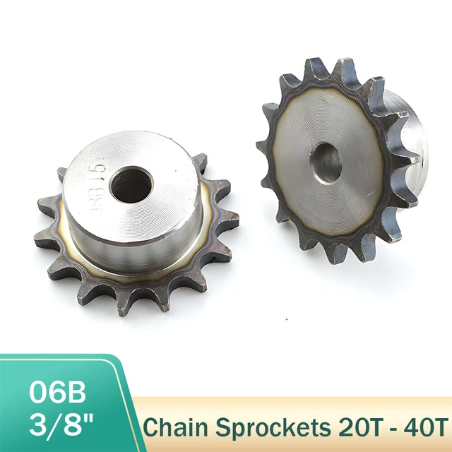 06B Kettenrad 20- 40Zähne 3/8" Zahnteilung mit Nabe Kettenräder C45 Stahl Ritzel