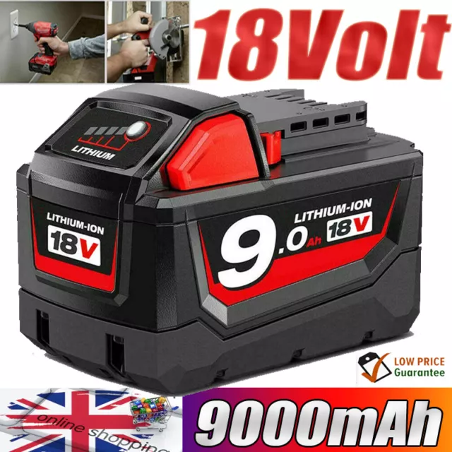 9.0Ah Battery For Milwaukee M18 M18B5 Lithium XC Extended Capacity 48-11-1860 UK