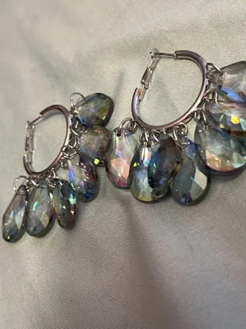Handcrafted blue green dangle earrings