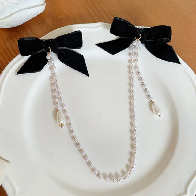 Tassel Elegant Bow Pearl Chain Hairpins Sweet Hair Decorate Headband Hair Cl7H