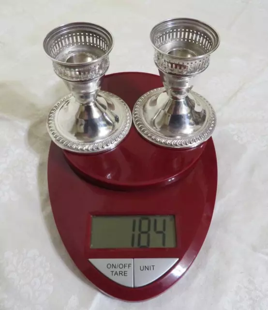 925 Sterling Silver weighted pair candlesticks 184 g. Duchin Scrap or Not!