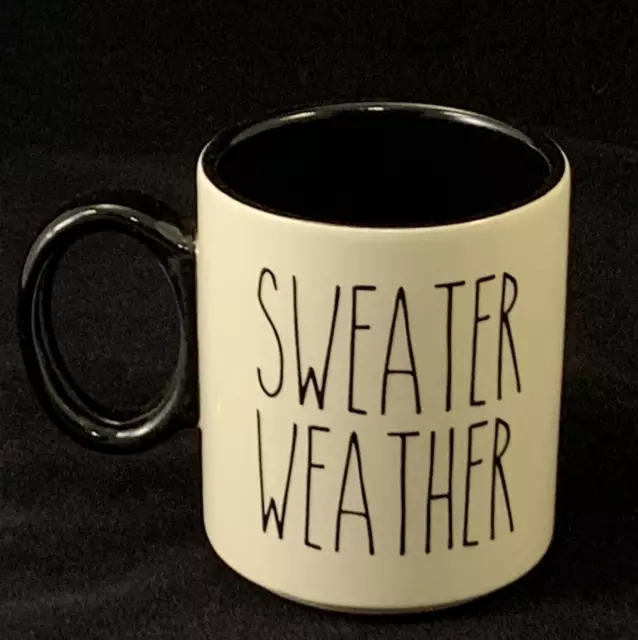 Sweater Weather Coffee Mug Large Black White Autumn Fall Winter Hot Tea Cup 14oz