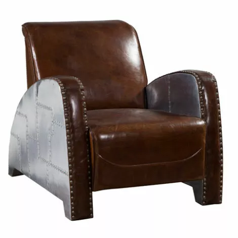 Cocktailsessel Leder Vintage Ledersessel Sessel Aviator Lounge Club Möbel Sofa