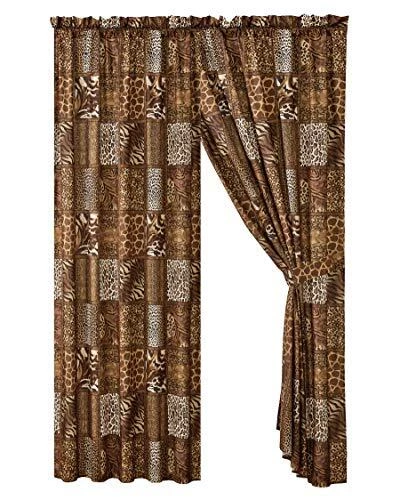 CURTAIN SET Jungle Safari Animal Print Window Drapes with Tie Backs 4-Pc WPM