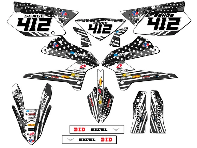 2008-2020 KLX 250 MERICA Grey Senge Graphics Kit Compatible with Kawasaki