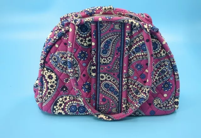 Vera Bradley Kiss Snap Purple Raspberry Blue Paisley Purse Bag