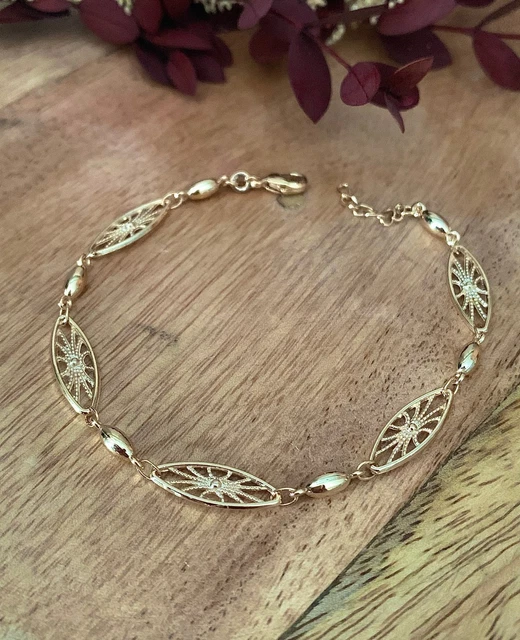 Bracelet Maillons Ovales Scintillants Plaqué Or 18 Carats - Neuf Avec étiquettes, Bijouxia