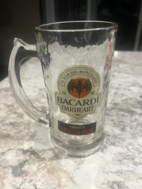 Bacardi Oakheart Smooth Spiced Rum Beer Mug Stein Heavy Glass