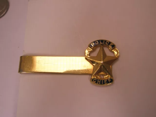 Police Chief Vintage Tie Bar Clip cop sheriff city state county star badge