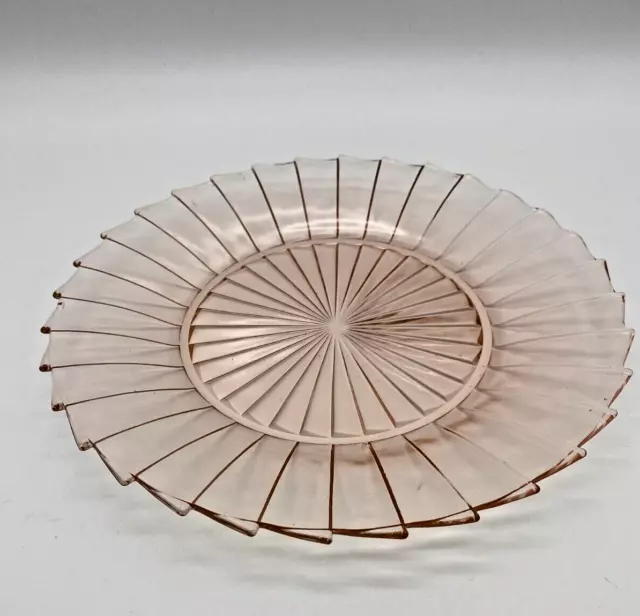 Jeanette Sierra Pinwheel Pink Depression Glass Salad Plate 8.75"