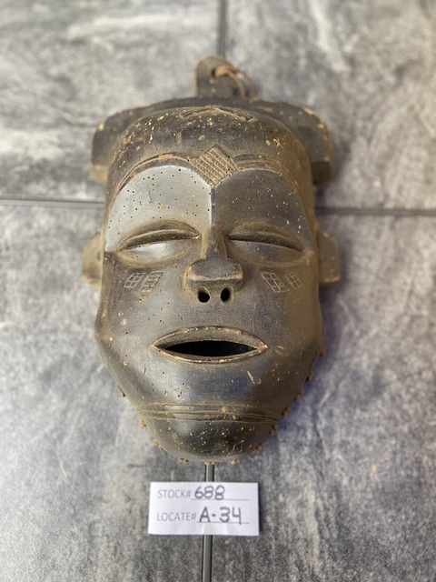 African Antique Wood Mask Tribe Male Passport Mask, Free Shipping.