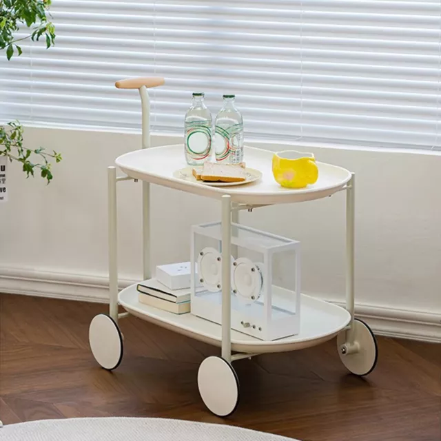 Removable Sofa Side Table Multifunctional Storage Cart With Wheels White