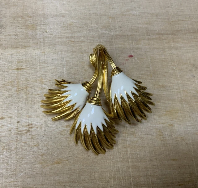 Grand Pendentif Cygne Orena Paris, Métal Doré Et émail Vert, Bijou Vintage