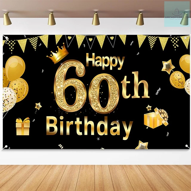 EXTRA LARGE 60TH Birthday Backdrop, Birthday Party Decorations Banner ...