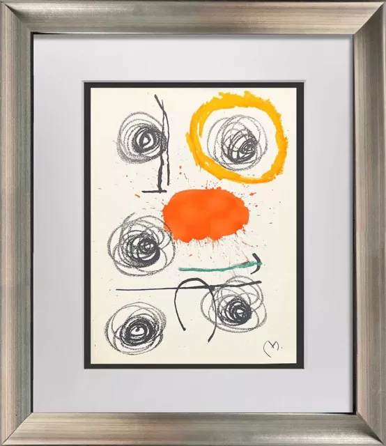 Joan Miro Lithographie Hand Zeichen Original Ltd.Ed + Katze Ref. c95, Rahmen
