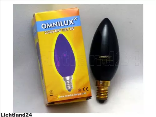 2er-Pack E14 UV Kerzenlampe - Kerze - Glühlampe - 40W Deko Schwarzlichteffekt 2