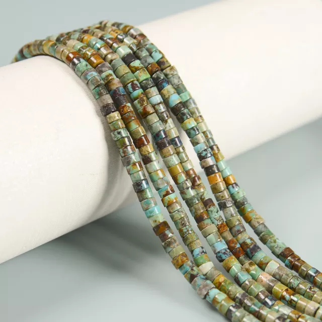 Natural Multi Color Turquoise Heishi Disc Beads Size 2x4mm 15.5'' Strand