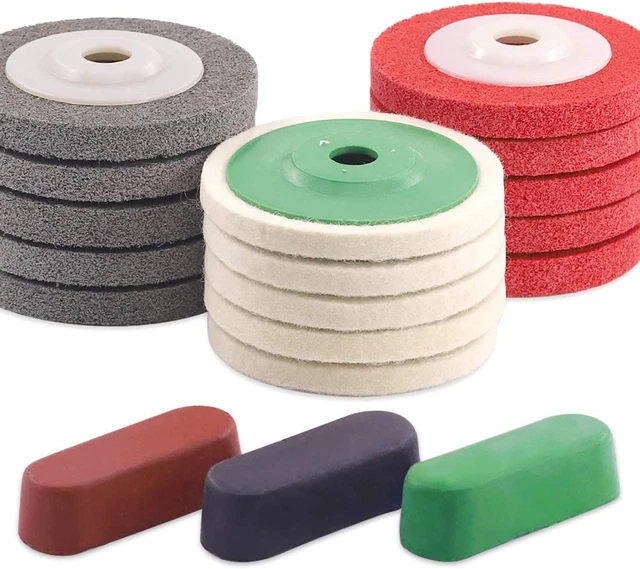 13Pcs 100Mm×8Mm Wool Felt Polishing Wheel Disc Kit for 4" Angle Grinder, Comes w