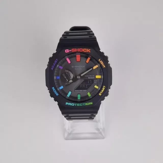 Casioak Casio G Shock GA B2100 1A Bluetooth Custom Full Rainbow Hand Painted