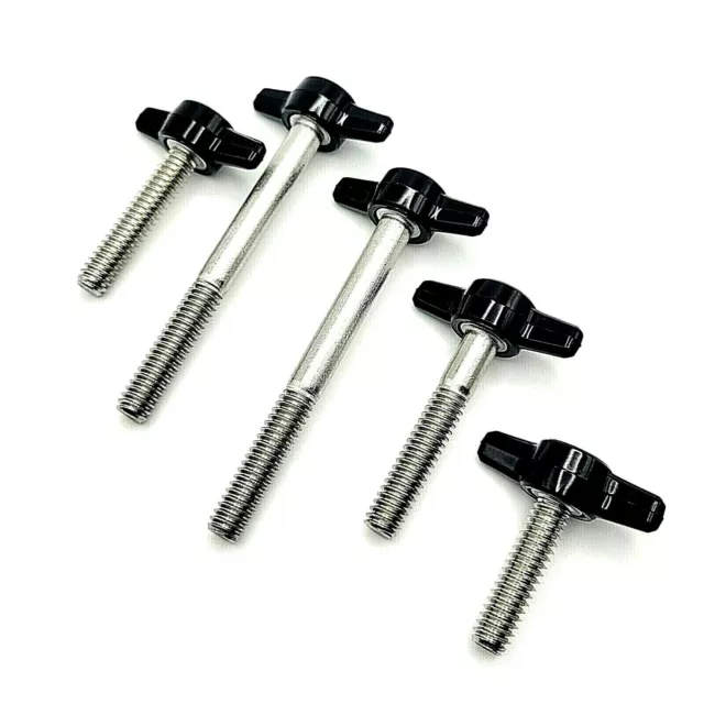 1/4-20 Thumb Screw T Bolts with Black Butterfly Plastic Tee Wing Knob Stainless