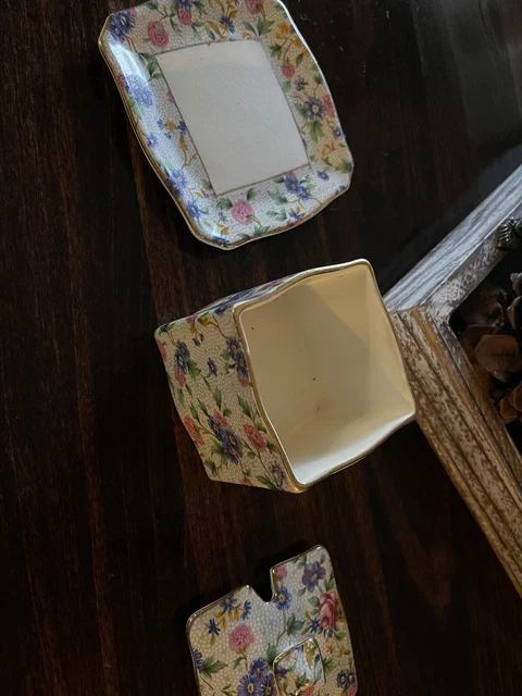 vintage royal winton grimwades old cottage chintz floral Jam Jar W/lid And Plate 4