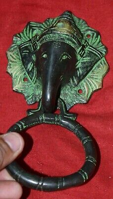 Brass Lord Ganesha Door Knocker Elephant Face Design House Doorbell Ring Decor 3