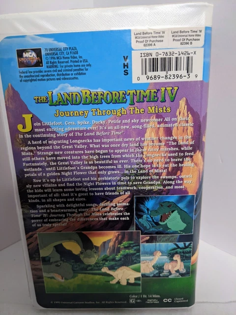 THE LAND BEFORE Time IV: Journey Through the Mists (VHS, 1996 ...