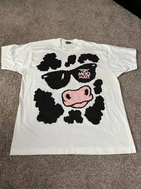 VTG 90s TCBY Moo Malt Frozen Yogurt Cow All Over Print  Single Stitch Shirt XL