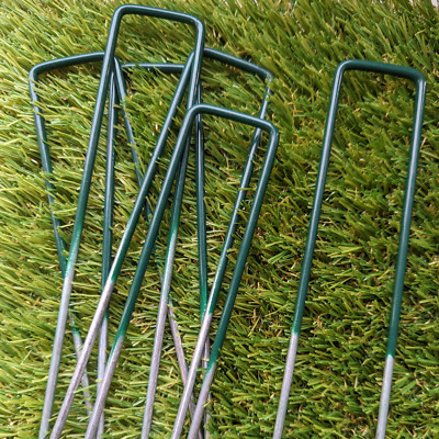 Artificial Grass U Pins Fixing Pegs Green Top Galvanised Astro Turf Staples