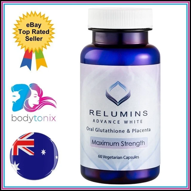 RELUMINS ADVANCE WHITE Oral Glutathione White Caps w/ Rose Hips 10 Bottles  $484.21