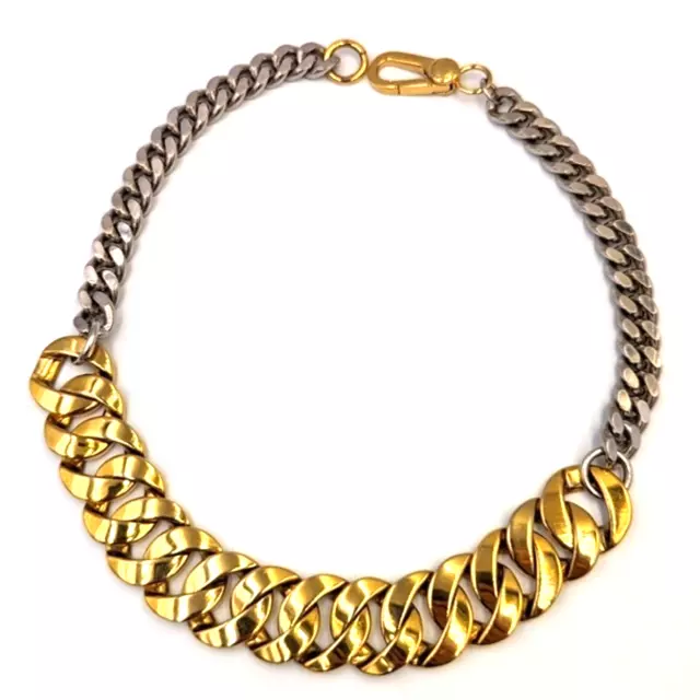 Marc By Marc Jacobs Chain Link Necklace Gold And Silver Tones Choker 17" Long