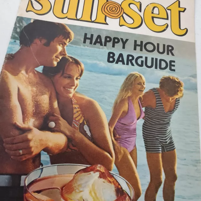 Vintage 1973 The Sunset Happy Hour Bar Guide Recipes 2