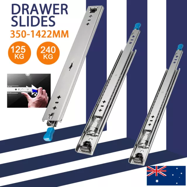 2x Locking Drawer Slides 125KG/240kg Heavy Duty Runners Trailer Draw Slide RV