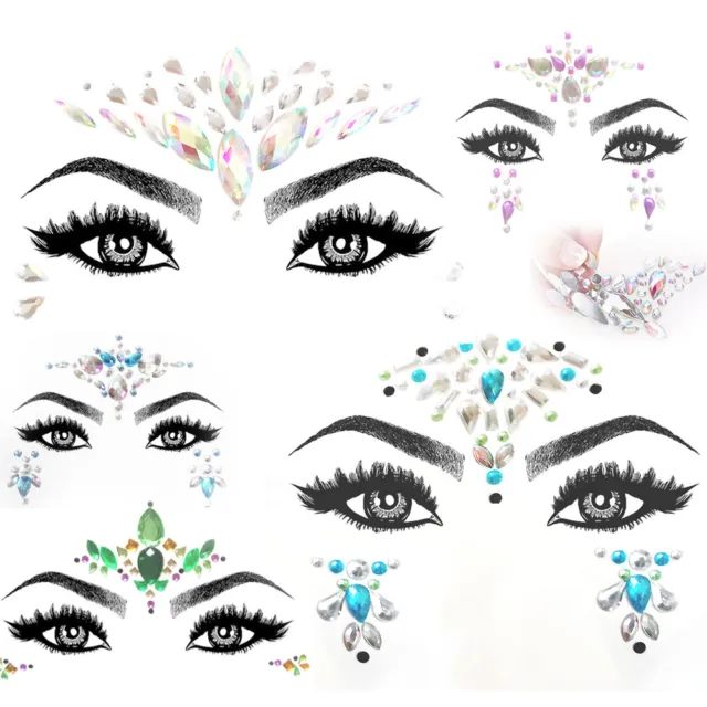 Face Jewels Body Crystal Party Gems Tattoo Sticker Festival MakeUp Temporary Kit