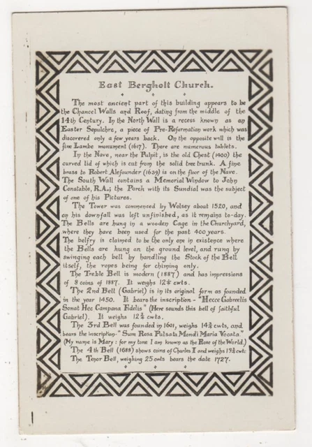 East Bergholt Church, Suffolk RP Postcard, B477